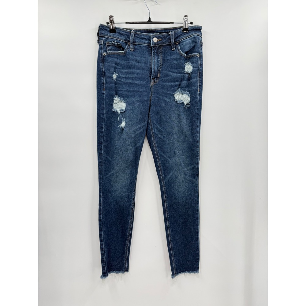 Old Navy 6 Rockstar Super Skinny Jeans Womens Dark Wash Distressed Raw Hem